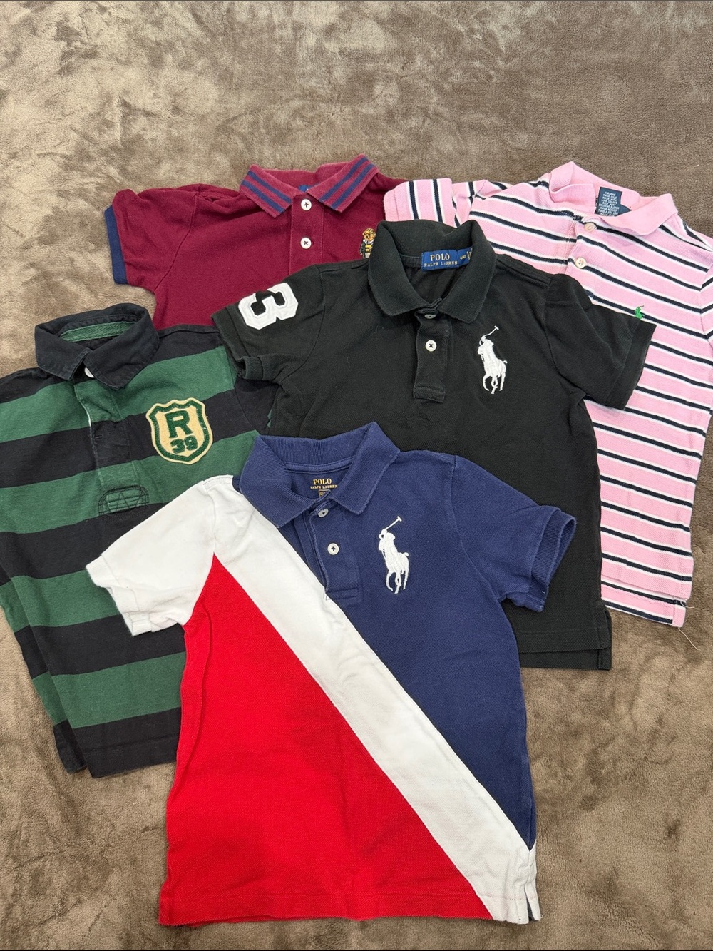 BUNLDE OF 5 Ralph Lauren Kids Black Polo Shirt with Signature Pony